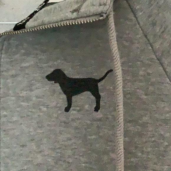 PINK Zipper Up Hooded Sweatshirt in Gray Size Small - Picture 2 of 7